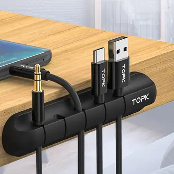 TOPK Silikoninė USB Kabelis Klijų Darbalaukio Vielos Organizatorius Įkrovimo Laido Gnybtas Vijurkas Valdymo Klipai Pelės Ausinių Laido