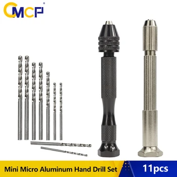 11pcs Mini Micro Aliuminio, rankinis Grąžtas Su Keyless Chuck HSS Twist Drill Bit Medienos Gręžimo Rotaciniai Įrankiai rankinis Grąžtas Vadovas