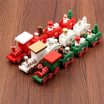 Naujas Kalėdų Traukinys Dažytos Medžio Kalėdinė Dekoracija Namuose su Santa/meška Kalėdos vaikas žaislų, dovanų ornamentu navidad naujųjų metų Dovana