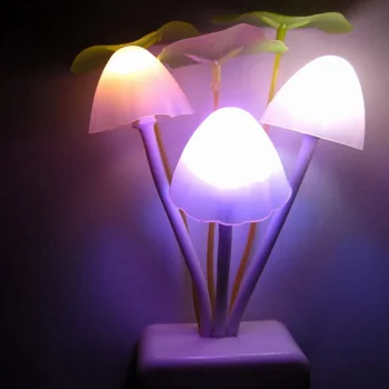 Naujovė Grybų Grybas, Naktį Šviesos ES ir JAV Plug Šviesos Jutiklis AC110V-220V 3 LED Spalvinga Grybų Lempa Led Naktinis Apšvietimas kūdikių