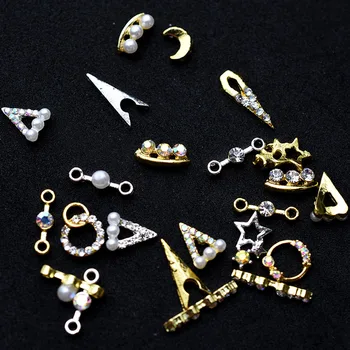 10vnt Aukso 3D Paprasta Žavesio Kristalų Japonija Nagų kalnų krištolas Lydinio Nagų Dailės Papuošalai Blizgučiai 