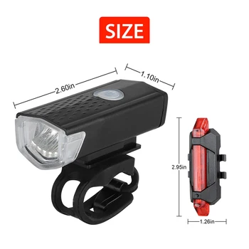 Dviračio Šviesos Dviračiu USB LED Įkrovimo Šviesa Nustatyti Kalnų Dviračių Priekio Atgal Žibintų Lempos Lauko Galingas Žibintuvėlis