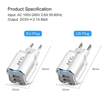 OLAF LED 5V2A USB Įkroviklis ES MUMS Adapteris greitai, sienos kelionės įkroviklio įkrovimo Samsung S7 xiaomi redmi huawei micro usb kabelis 1m