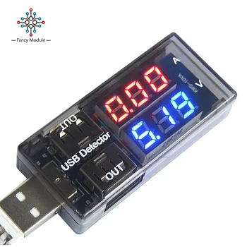 USB Įtampa Srovės Įkrovimo Detektorius Mobiliojo Elektros Srovės Voltmeter Ammeter Įtampos USB Kroviklis, Testeris dviejų eilių Rodo Skaitiklis
