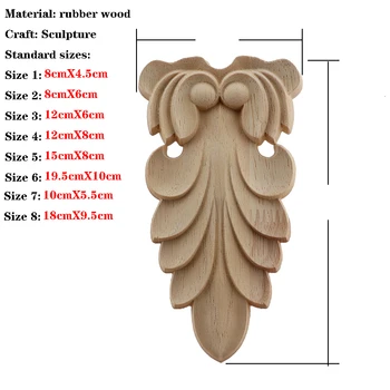 Retro Vintage Medžio Drožė Kaulo Aplikacijos Dailidė Rėmo Lipdukas Baldų Apdaila Medinių Amatų Dekoratyvinių Vartų Gėlių Ornamentu