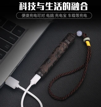 USB Žiebtuvėlis Pučia Plazmos Lengvesni Senovinių Medinių Oro Pūtimo Cigarečių Degiklio Graviravimas Santalas Elektroninių
