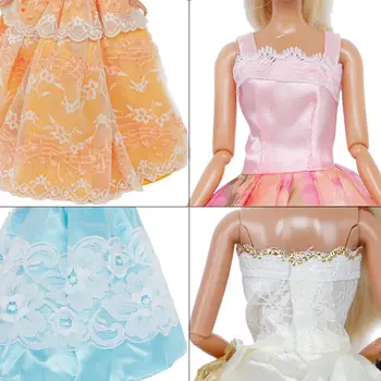1 x Atsitiktiniai Rankų darbo Nėriniai Vestuvių Suknelė Vakare Šalies Kamuolys Suknelė Lėlių Priedai Princesė Drabužius Barbie Lėlės Daug Stilių