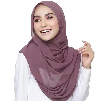 Moterų Paprastas Burbulas Šifono Hijab Šalikas wrap vientisos spalvos musulmonų skarelė georgette šalikai, minkštas ilgas šalikas hijabs 78 spalva