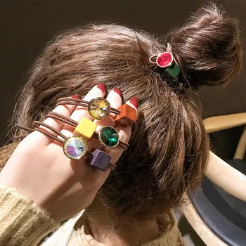2020 Naujas Korėja Mergaitė Cute Plaukų Lynai Paprasta Spalva Cube Imitacija, Kristalų Elastingas Plaukų Juostos Moterų Plaukai Surišti Į Uodegą Plaukų Aksesuarai