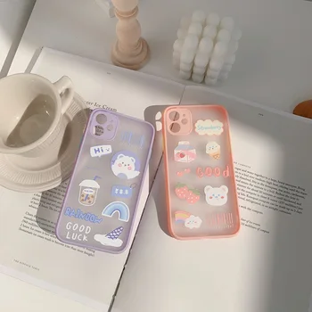 Braškių pienas, telefono dėklas skirtas iphone 11 Pro Max funda skaidrus silikoninis iphone XR XS MAX 7 8 Plius padengti atveju sunku atgal