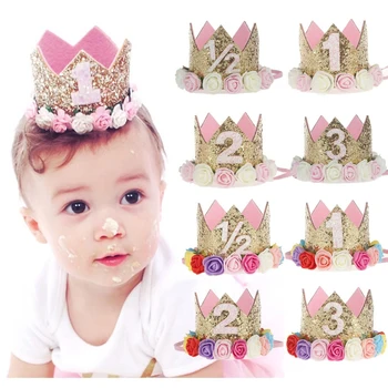Kūdikio Gimtadienio Skrybėlę Princess Crown Lankelis 1 2 3 Metų Gimtadienio Dekoracijas, Baby Shower 1-asis Gimtadienis, Vaikų, Šalies Prekių
