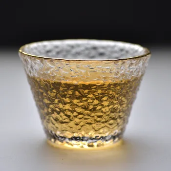 Aukso Stiklo Arbatos Puodelio su Glod Ratlankio Japonų stiliaus Kung Fu Priedai Žalia Puer patys puodeliai Kinų Arbatos Dubenėlį Teaware Rinkinys