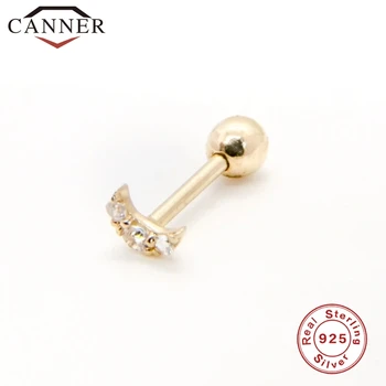 CANNER 1 Pora Nekilnojamojo 925 sterlingas sidabro Stud auskarai Crystal Cirkonis Auskarų Earings Moterų ausies kaulų Fine Jewelry pendientes