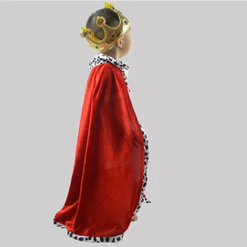 Cool Raudona Vaikai, Berniukas ir Mergaitė Karalius Vaikų Cosplay Apsiaustu Žaliojo Skeptras Princo Karūną Gimtadienio Cosplay Helovinas Kostiumas Vaikams