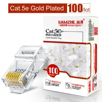 SAMZHE Cat5e RJ45 Modulinis Kištukas 8P8C lizdas, Ethernet Kabelis,Auksą, Sidabrą, CAT 5e 
