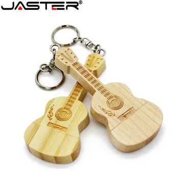 JASTER Metalo keychain Natūralios medinės bambuko Gitaros modelis usb 